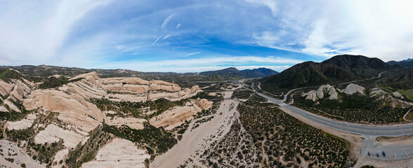 The Cajon Pass Fault Zone in California from A UAV Aerial Drone looking at