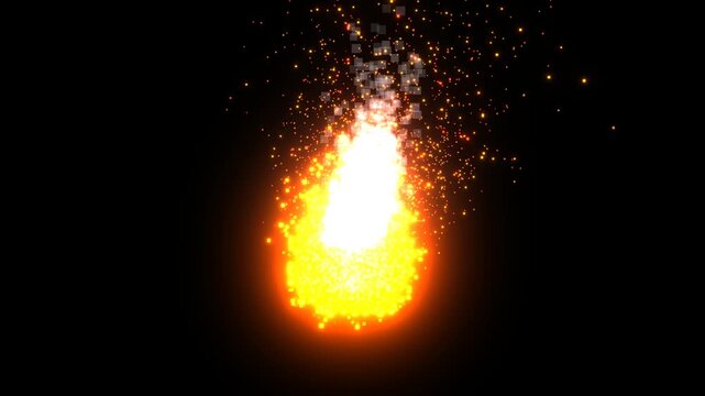 Glowing Flying Embers and Sparks Rising Through Dark Night Air - 4K Cinematic Particle Effects