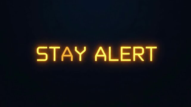 Alert message displayed on a dark screen with glowing yellow text