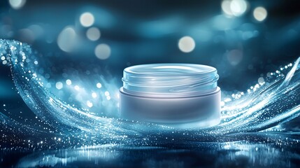 Cream on blue water ripples