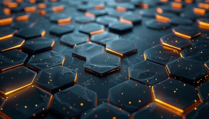 Obraz premium Stunning abstract hexagonal pattern with glowing edges and textured surface for modern design projects