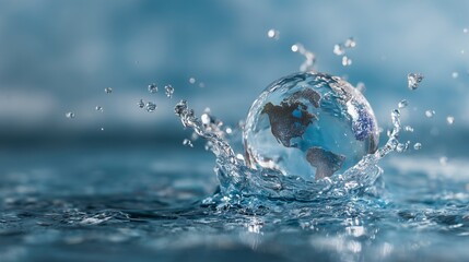 Esfera de agua que tiene el planeta tierra dibujado