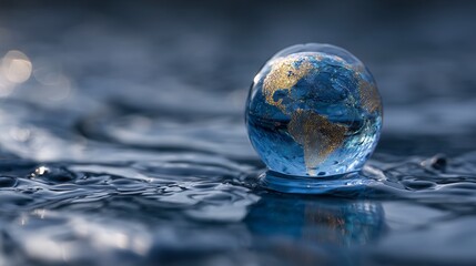 Esfera de agua que tiene el planeta tierra dibujado