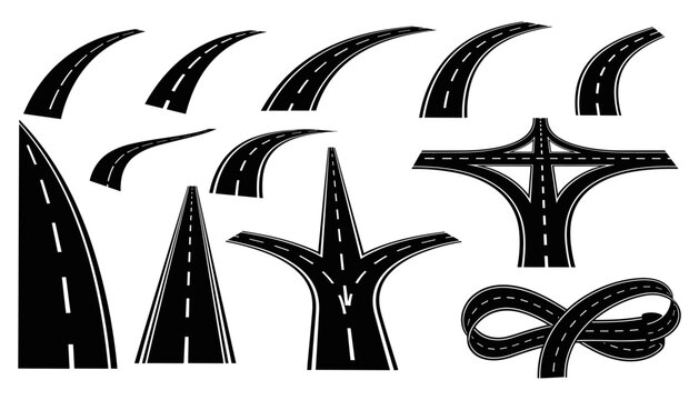Road interchange vector segments highway curves intersections loop lanes