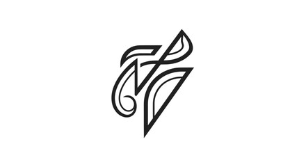 Naklejka premium Stylized black and white abstract logo design element.