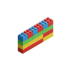Obraz premium Brightly Colored Plastic Toy Building Blocks Wall Structure