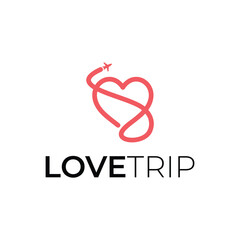 Travel agency logo, love trip logo design vector icon template