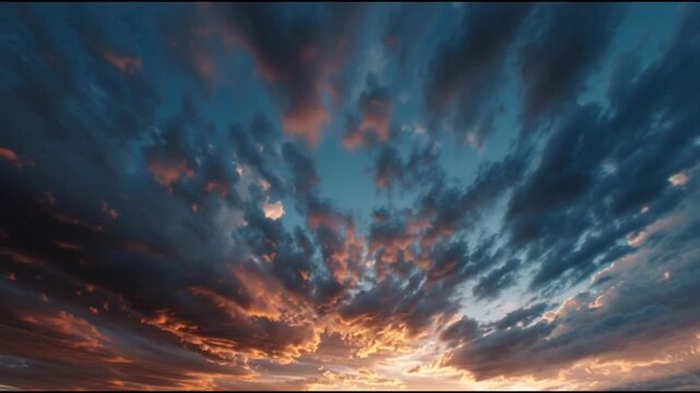 Captivating sunset painted with fiery clouds and dramatic sky, evoking wonder and tranquility