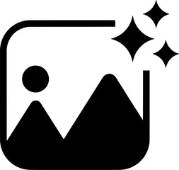 Image Gallery Icon, Photo Placeholder Symbol with Sparkle Stars