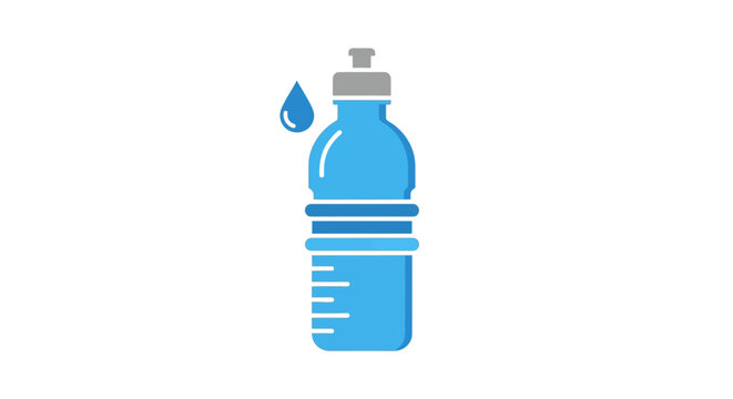 Blue plastic water bottle with cap.