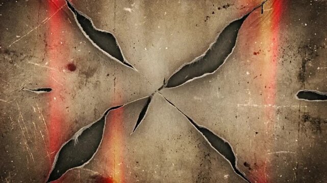 Distressed metal surface with cracked and torn texture.