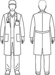 Naklejka premium doctor medical team flat line vector character illustration 