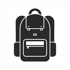 Obraz premium Minimalist black backpack icon isolated on white background for school or travel
