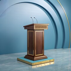Luxury Podium on Blue Background with Copy Space &ndash; 3D Minimal Product Display Scene