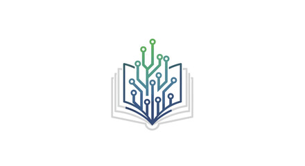 Obraz premium Book with Circuit Board Illustration.