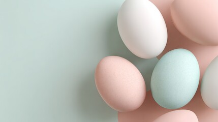pastel colored Easter eggs on a minimalist soft background, modern holiday concept