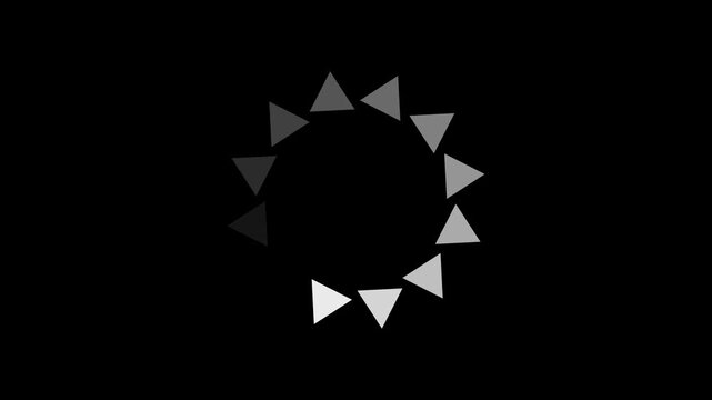 Animated circular loading mark with black background and no background.4k video.