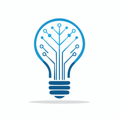 Fototapeta premium Digital light bulb concept with integrated circuit board design, symbolizing innovation, technological advancement, artificial intelligence, and connected future solutions for smart ecosystems