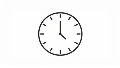 Minimalist black and white clock showing 10:10 time on white background