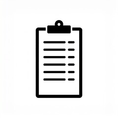 Clipboard with Document, Checklist or Report on White Background, Black Icon