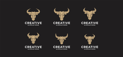 A collection of Mighty Bull logos, a symbol of strength and courage