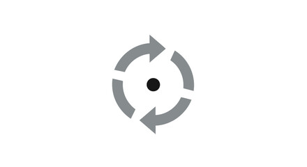 Obraz premium Circular arrows around a black dot.