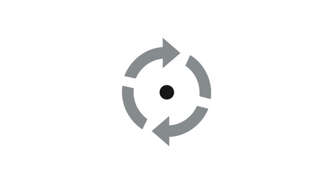 Circular arrows around a black dot.