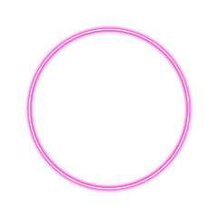 Pink glowing neon circle shining frame with light sparkle. PNG