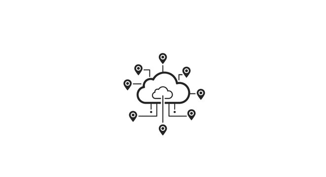 Cloud computing network technology icon.