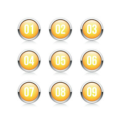 Set of 0-9 number button icons. Vector illustration	