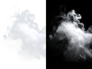 Volumetric Cloud Of Dense White Smoke Isolated On Black Background