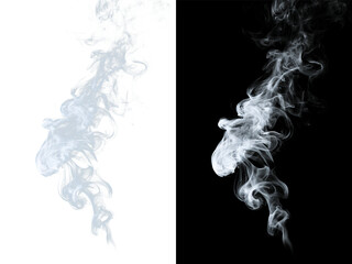 Realistic White Smoke Column Rising Up With Soft Swirling Edges