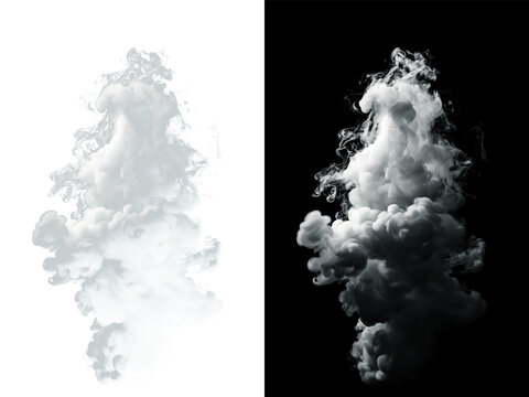 Dramatic Vertical Smoke Plume With Detailed Vapor Texture