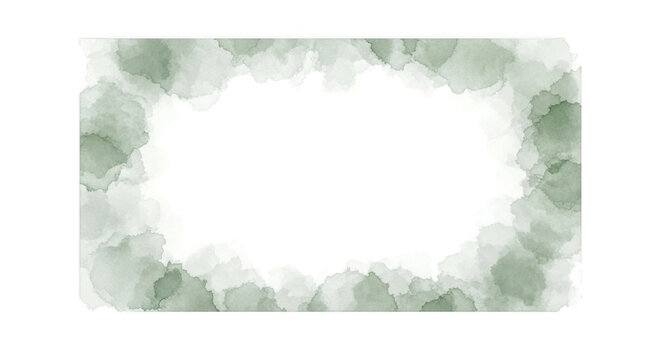 A watercolor-style white rectangle with a green border on a black background