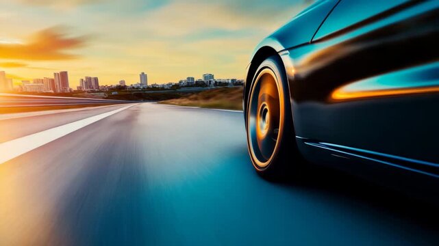 Sports Car Driving On Highway
