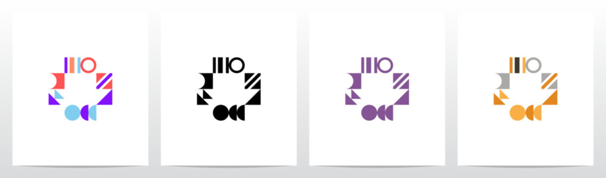 Geometric Shape Combination Mosaic Tiling Composition Letter Initial Logo Design O