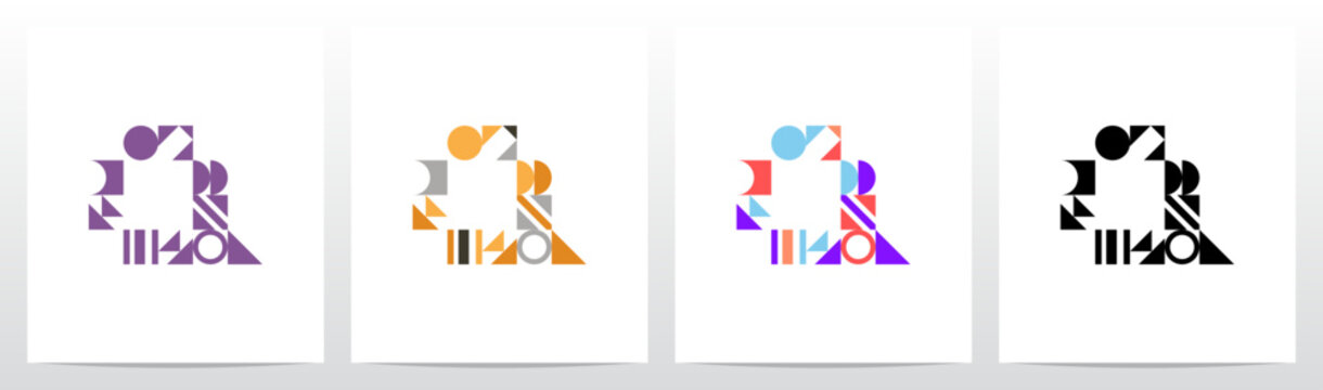 Geometric Shape Combination Mosaic Tiling Composition Letter Initial Logo Design Q