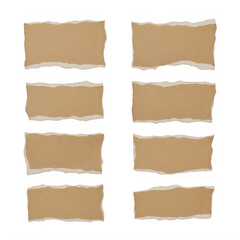 Fototapeta premium A collection of torn brown paper strips on a white background