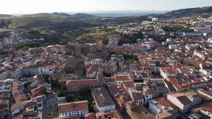 Obraz premium Aerial View of Plasencia Cityscape with New Cathedral, Spain