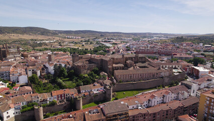 Fototapeta premium Aerial View of Maribel Palace in Historic Plasencia, Spain