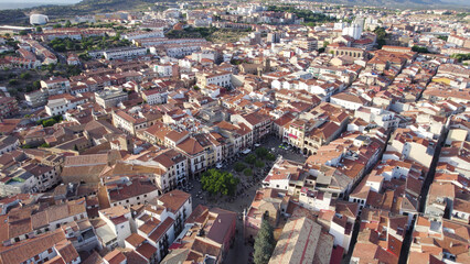 Obraz premium Aerial View of Renaissance Town Square in Plasencia City Center, Spain