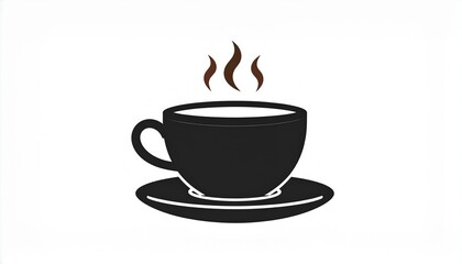 Obraz premium Hot coffee cup steaming minimalist black and white illustration for relaxation and morning concept