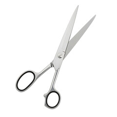 Silver scissors for background use with clean style isolated on a transparent background