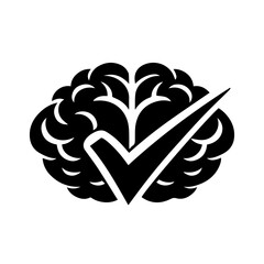 Brain with a check mark illustration vector on a white background Vector illustration icon © Roman