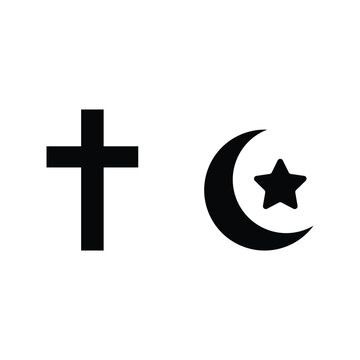 Christianity And Islam Faith Symbols Illustration