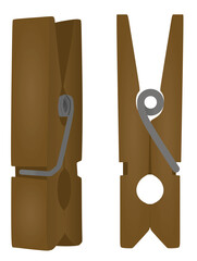 Wooden hang clip. vector illustration