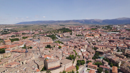 Naklejka premium Aerial View of Dense Segovia Cityscape on a Sunny Day, Spain
