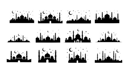 Fototapeta premium A Set of Arabic Mosque Silhouettes