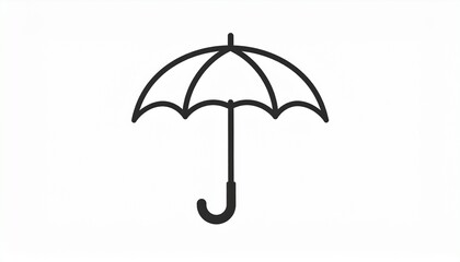 Simple Black Umbrella Icon on White Background, Protection Concept