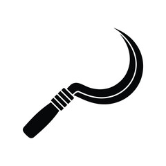 Creatively crafted sickle icon, A traditional agricultural tool used for harvesting crops.